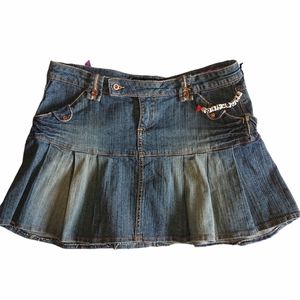 Dollhouse pleated Jean mini skirt vintage Y2K